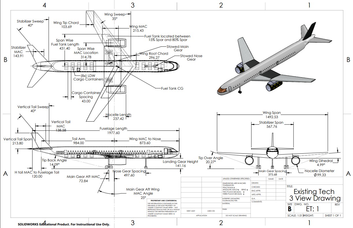 Commercial Aircraft Sizing and Trade Study